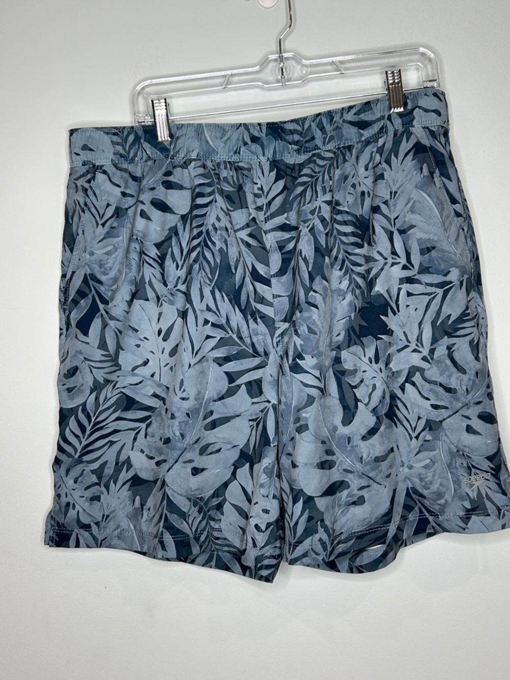 Speedo Navy and‎ Light Blue Tropical Print Swim Shorts with 2 in 1 Liner